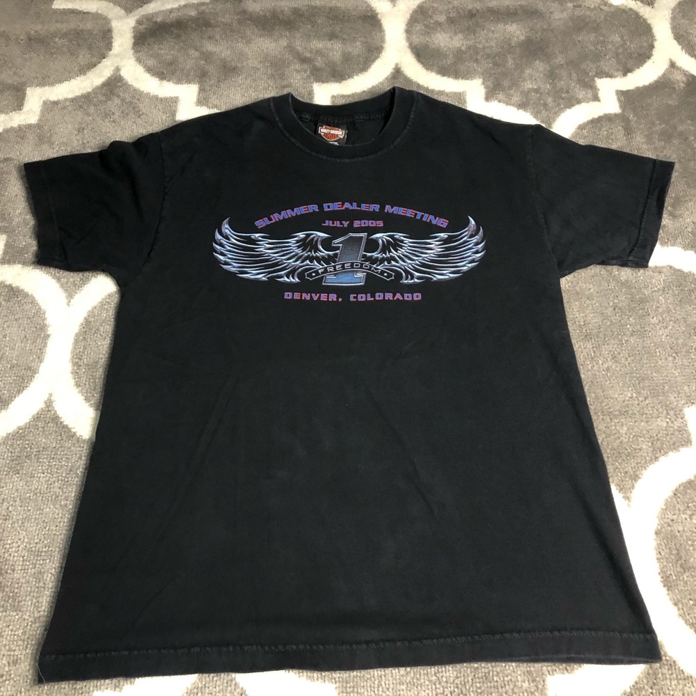 Harley Davidson Tshirt Mens Large Black Freedom Colorado Eagle Motorcycle Logo